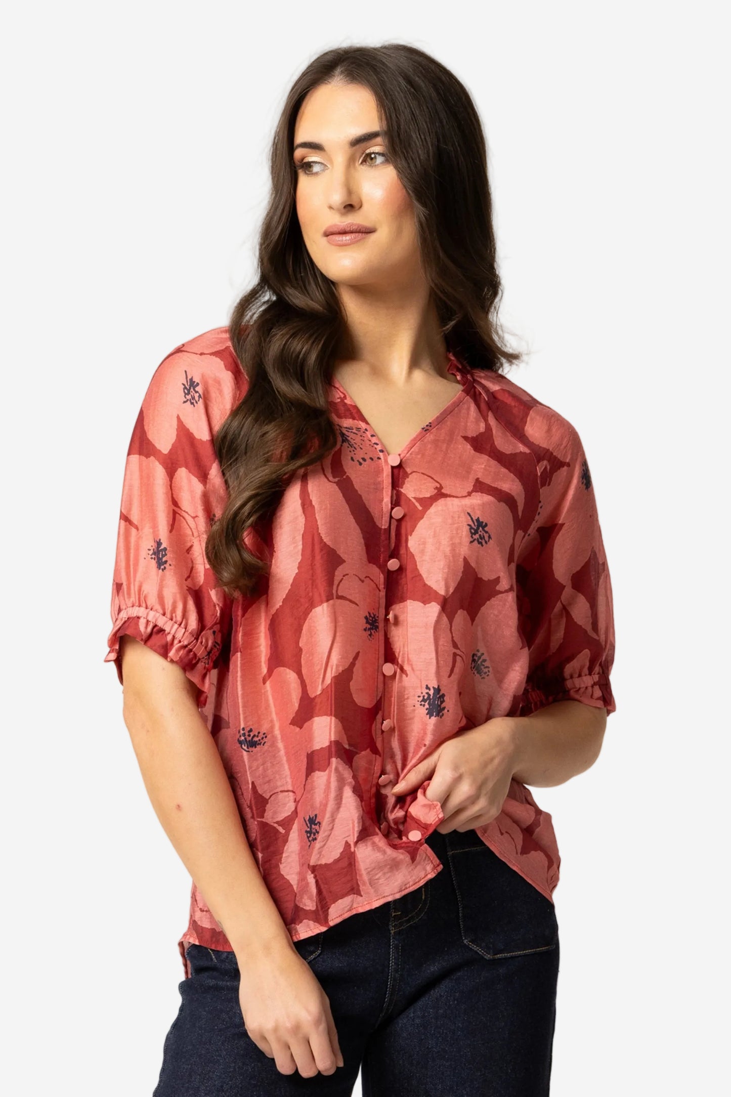 SEEKING LOLA ESSENCE TOP - PINK BLOOM - THE VOGUE STORE