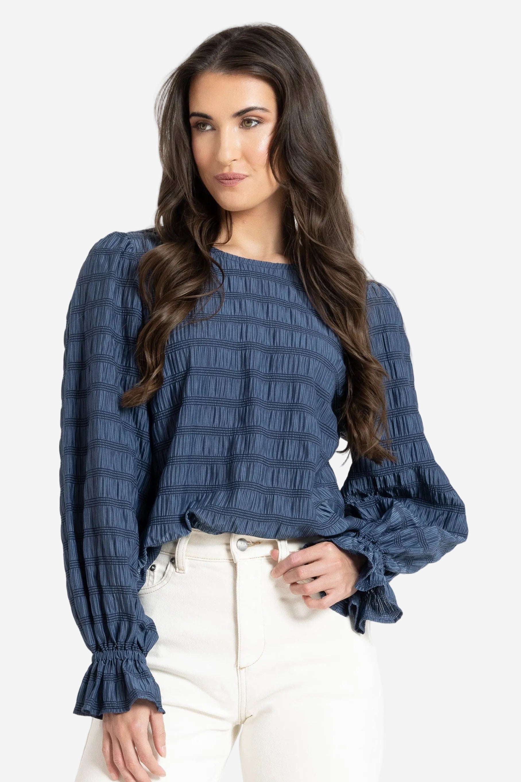 SEEKING LOLA HARPER TOP - NAVY - THE VOGUE STORE