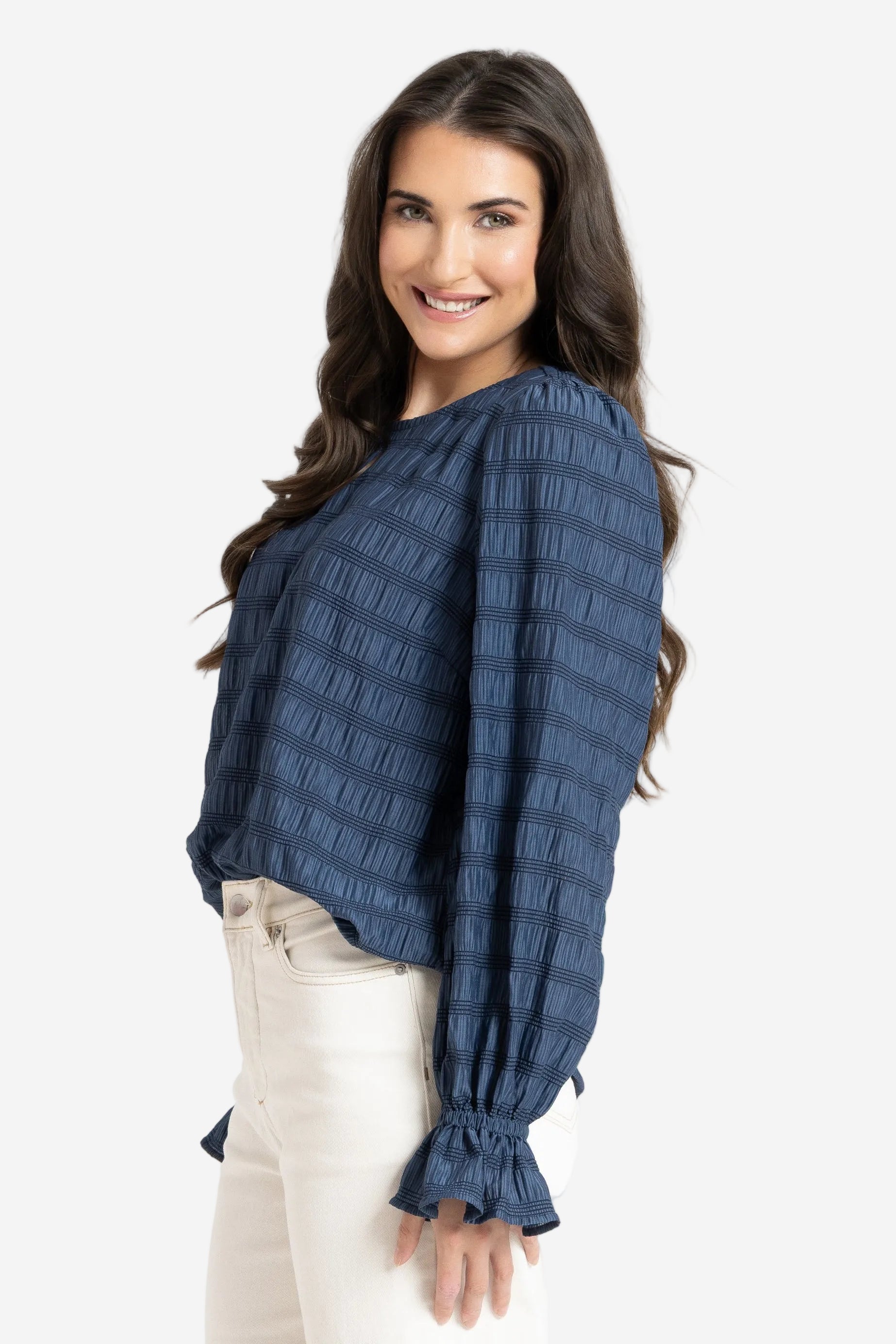 SEEKING LOLA HARPER TOP - NAVY - THE VOGUE STORE