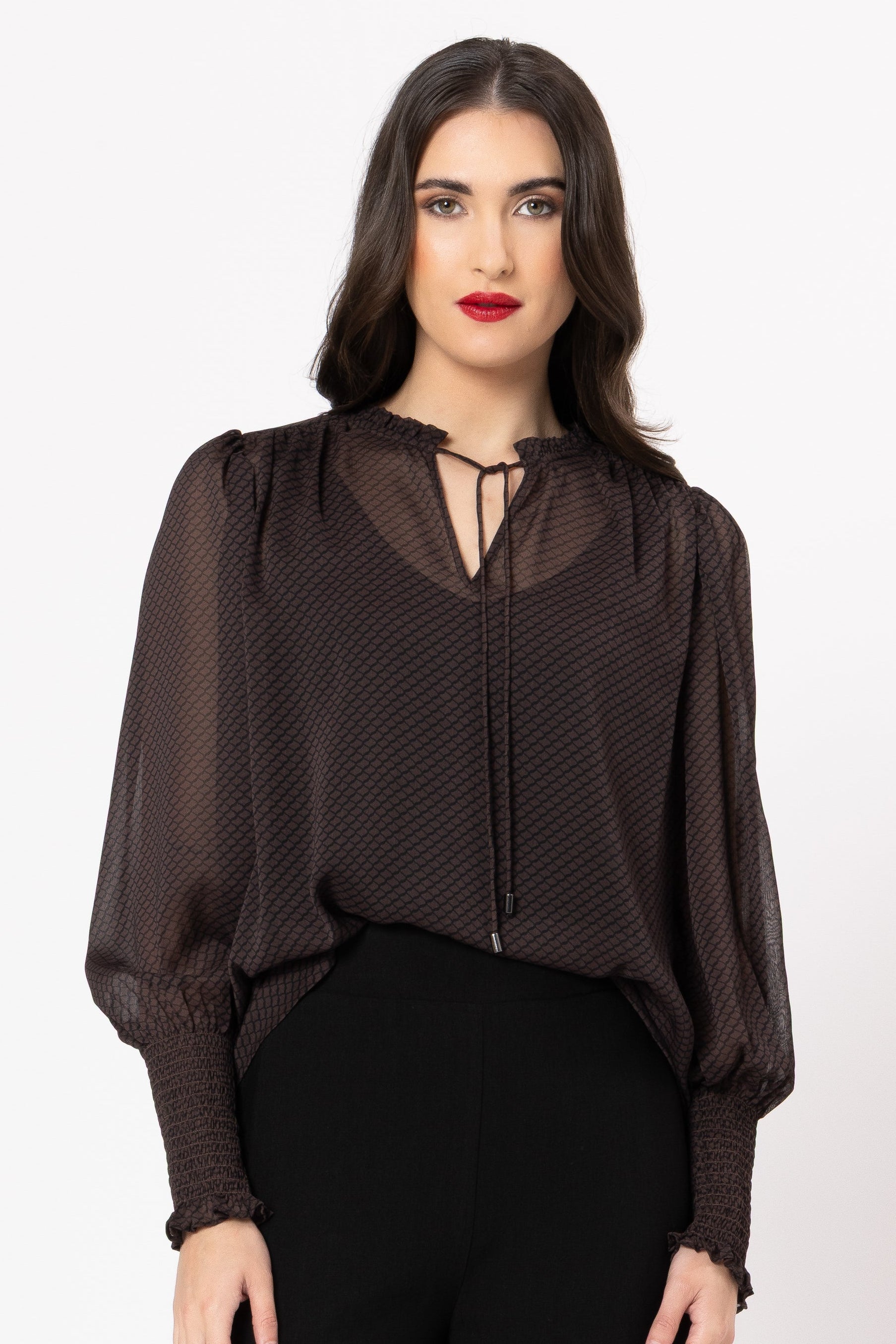 SEEKING LOLA BYRON BLOUSE - MOCHA LACE - THE VOGUE STORE