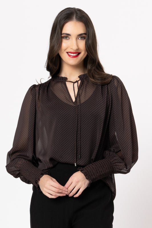 SEEKING LOLA BYRON BLOUSE - MOCHA LACE - THE VOGUE STORE