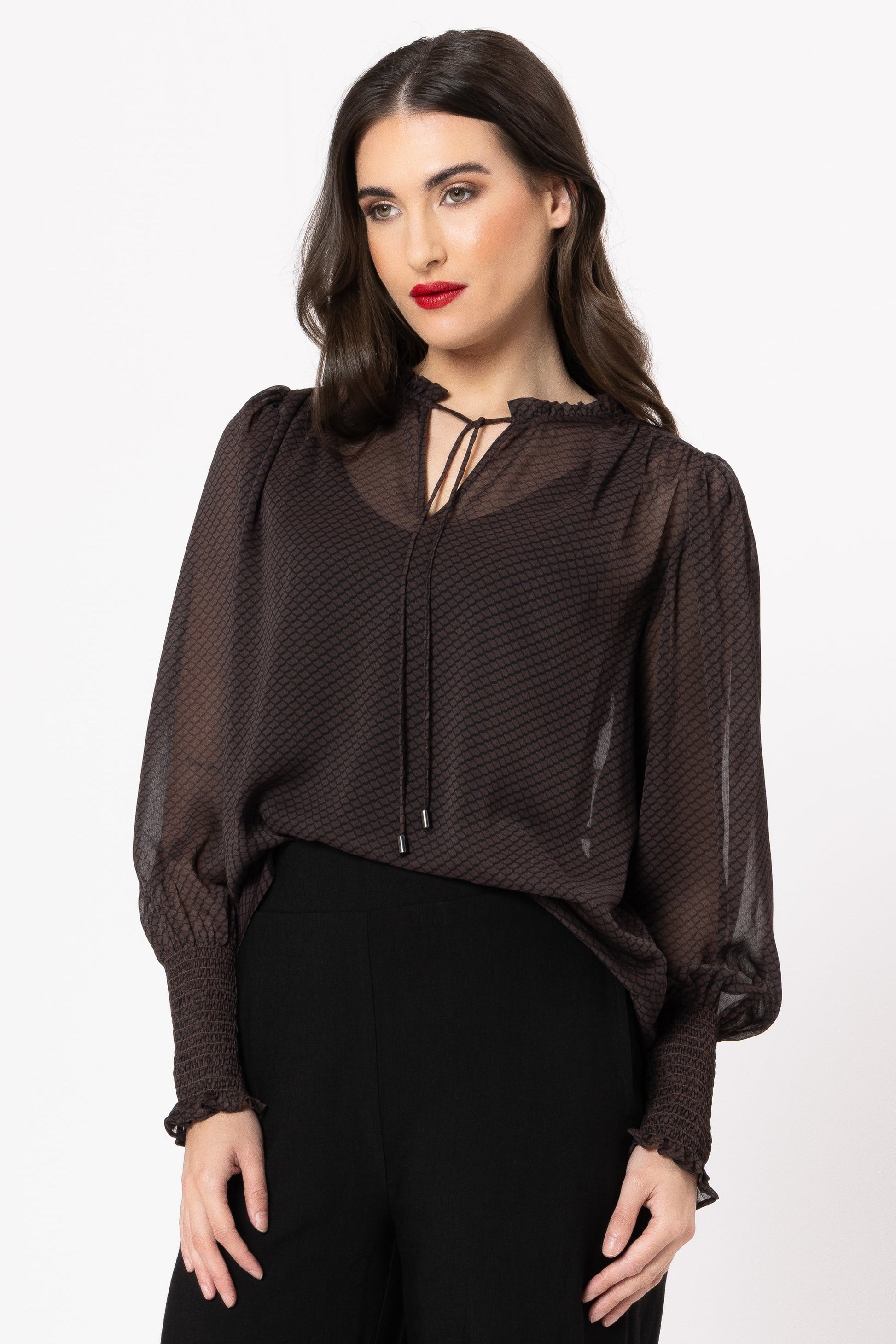 SEEKING LOLA BYRON BLOUSE - MOCHA LACE - THE VOGUE STORE