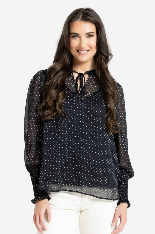 SEEKING LOLA BYRON BLOUSE - BLACK SPOT - THE VOGUE STORE