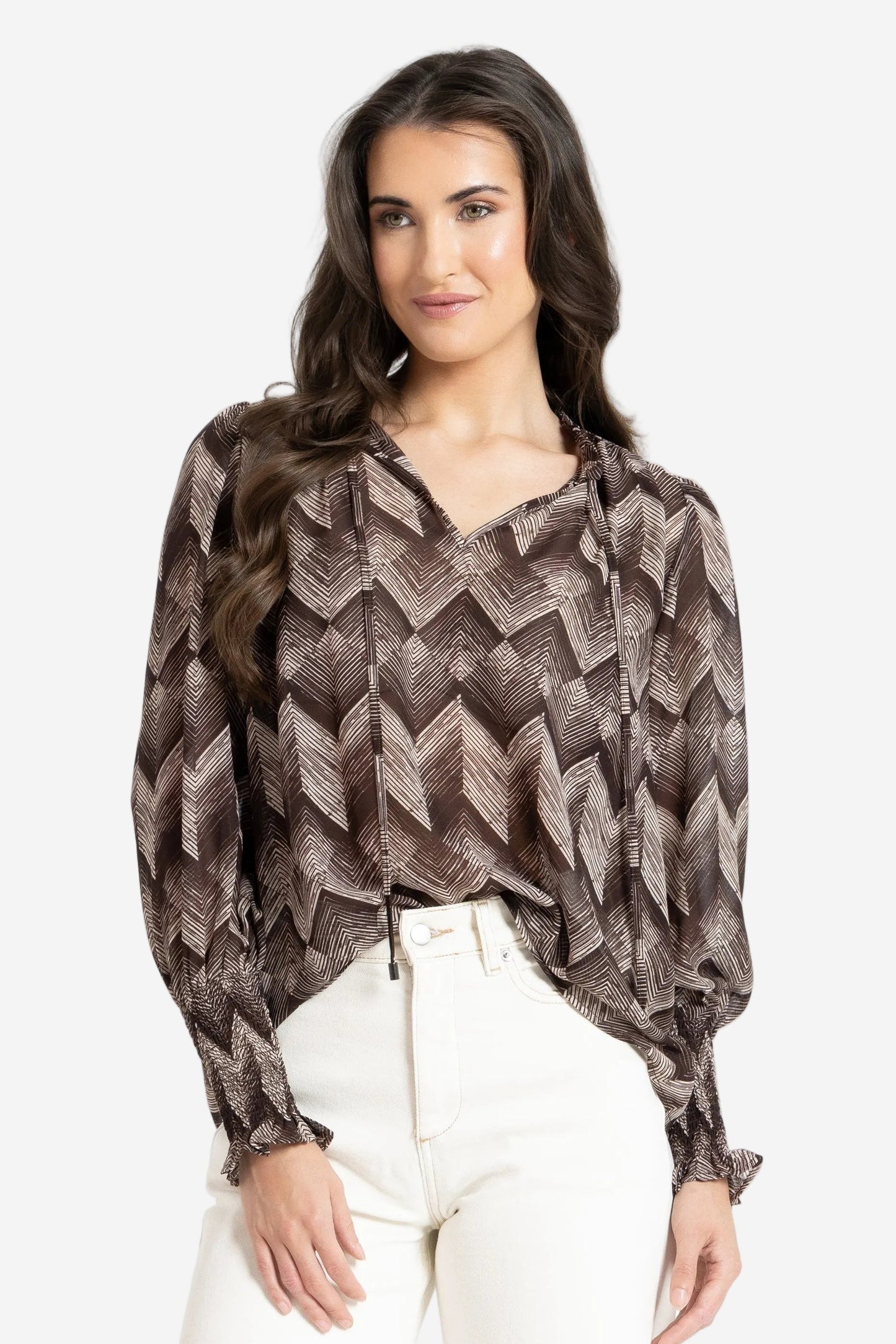 SEEKING LOLA BYRON BLOUSE - ESPRESSO ZIGGY - THE VOGUE STORE