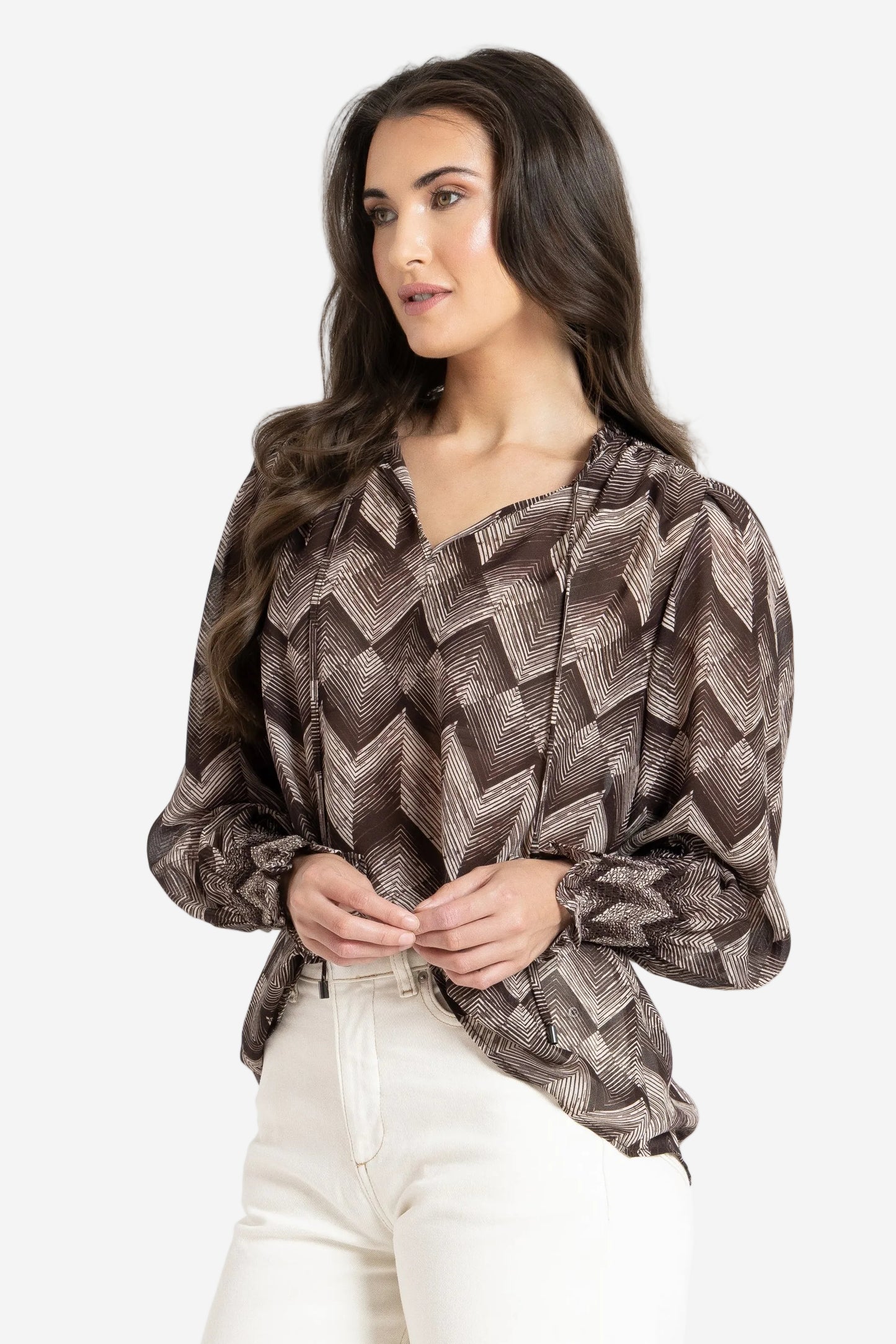 SEEKING LOLA BYRON BLOUSE - ESPRESSO ZIGGY - THE VOGUE STORE