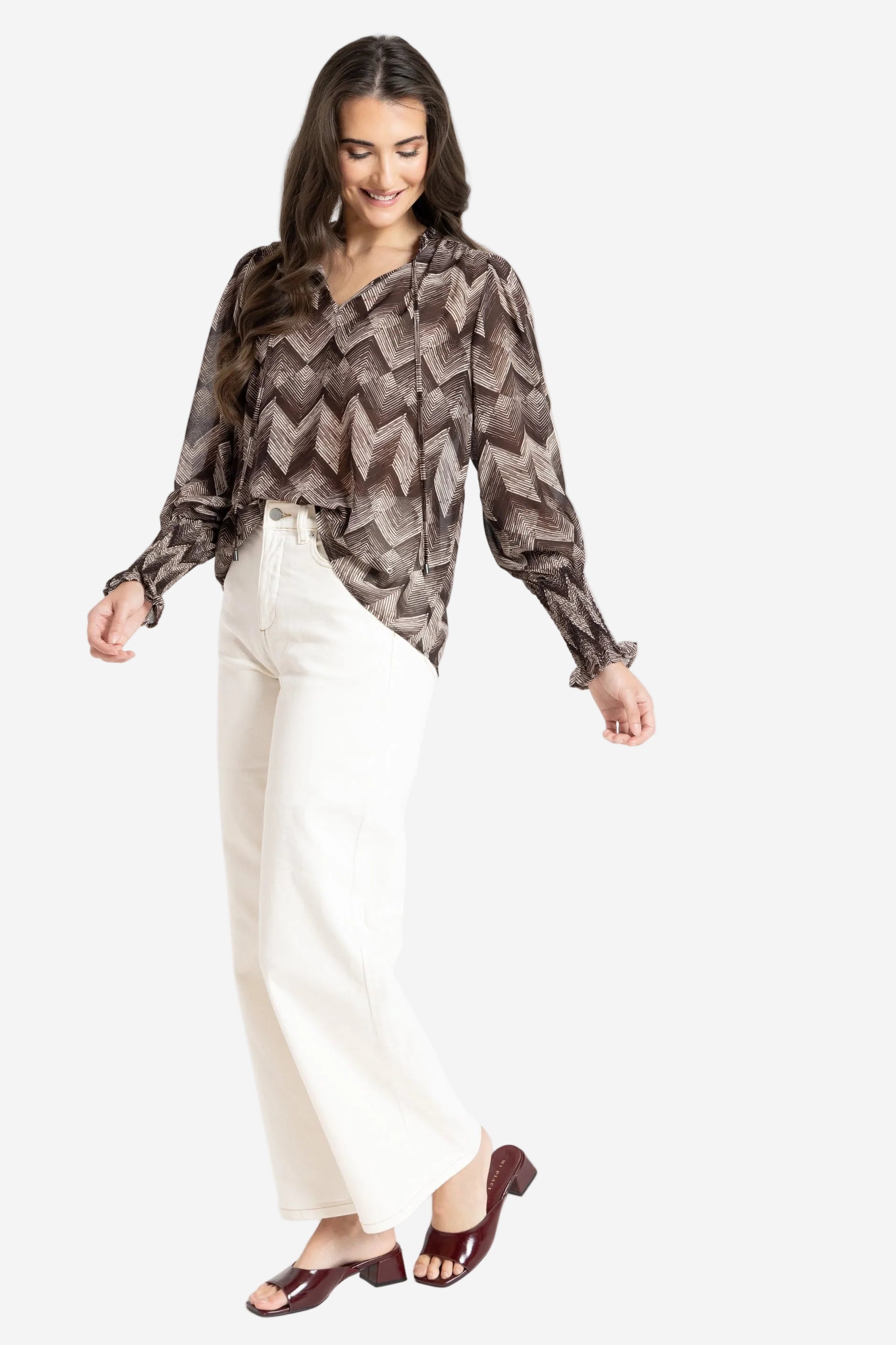 SEEKING LOLA BYRON BLOUSE - ESPRESSO ZIGGY - THE VOGUE STORE