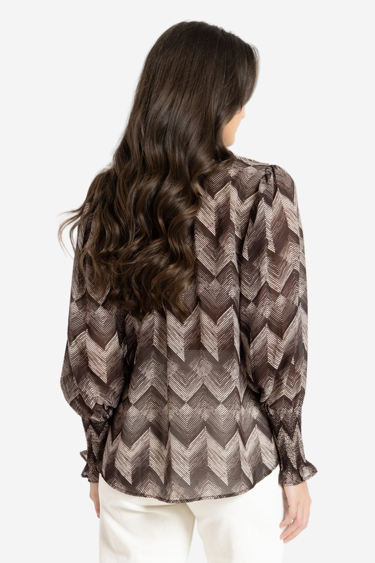 SEEKING LOLA BYRON BLOUSE - ESPRESSO ZIGGY - THE VOGUE STORE