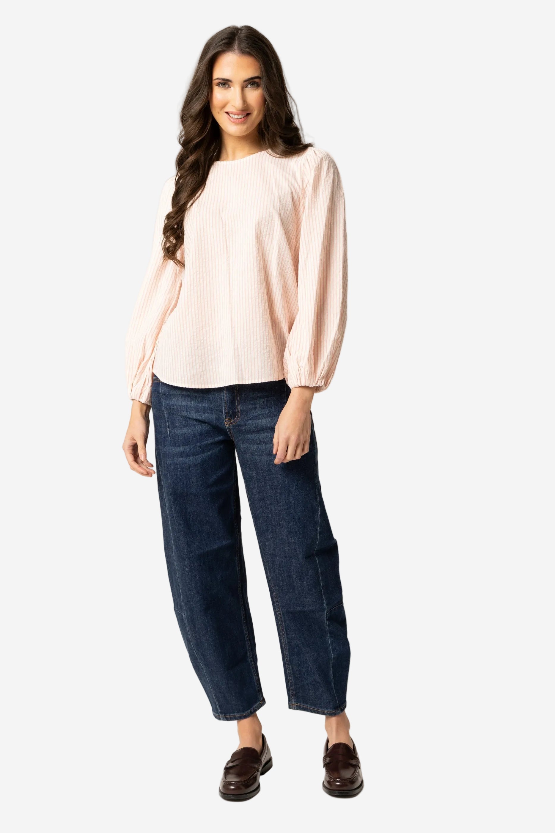 SEEKING LOLA BRILLIANCE BLOUSE - PINK STRIPE - THE VOGUE STORE