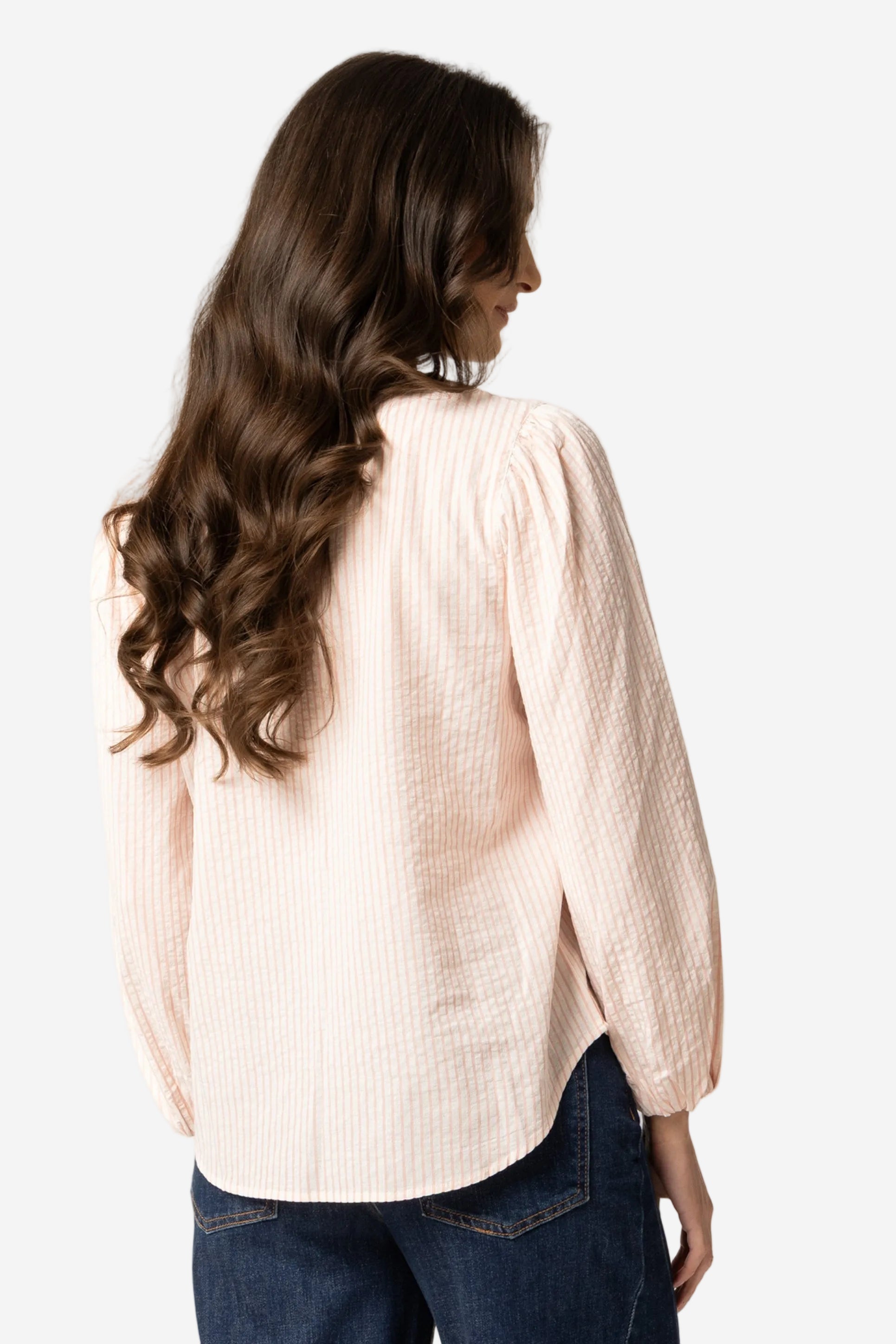 SEEKING LOLA BRILLIANCE BLOUSE - PINK STRIPE - THE VOGUE STORE