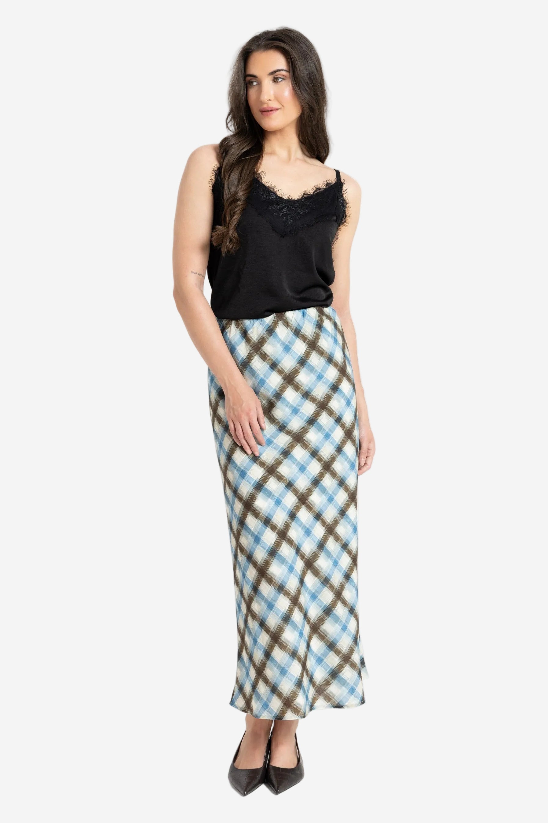 SEEKING LOLA WILLOW SKIRT - HARMONY CHECK - THE VOGUE STORE