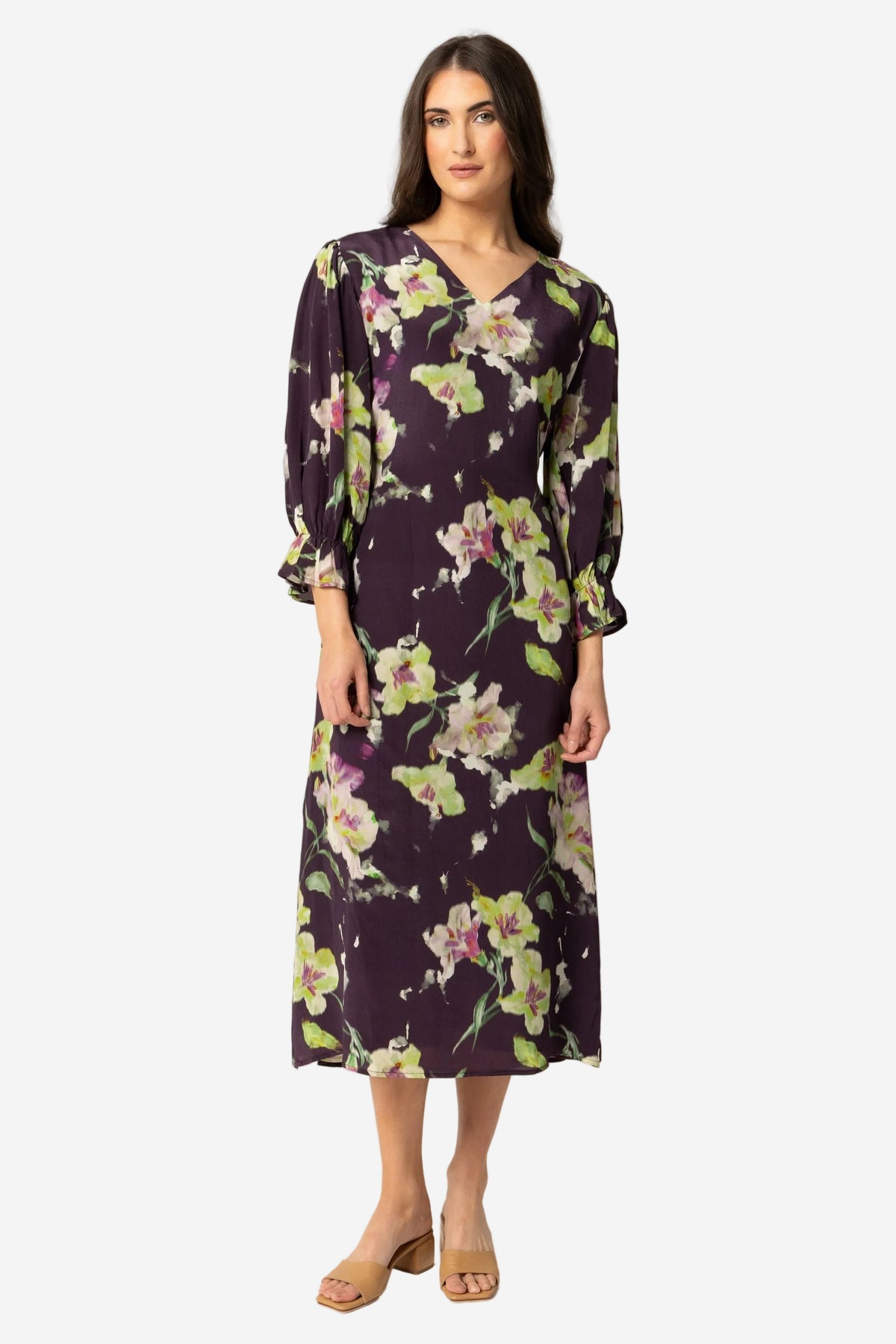 SEEKING LOLA SANTORINI DRESS - MERLOT BLOOM - THE VOGUE STORE