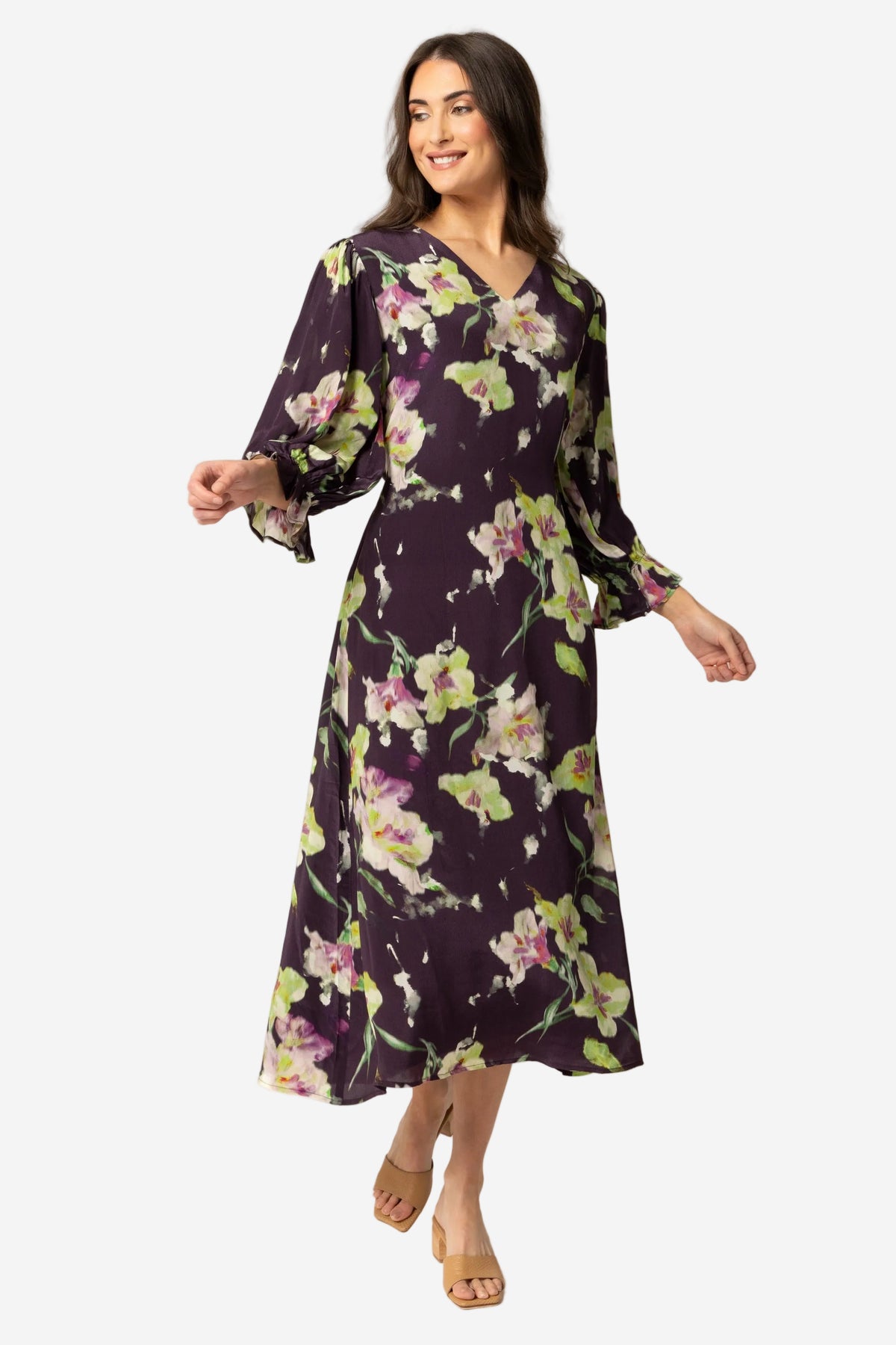 SEEKING LOLA SANTORINI DRESS - MERLOT BLOOM - THE VOGUE STORE