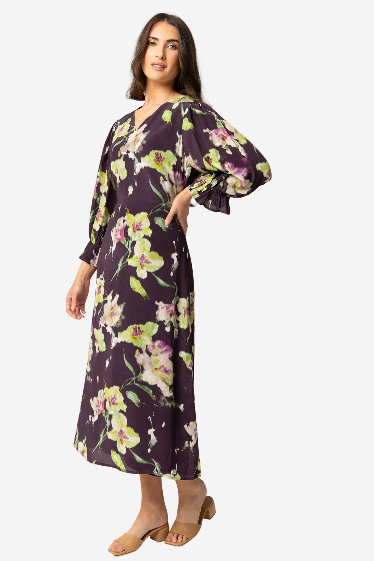 SEEKING LOLA SANTORINI DRESS - MERLOT BLOOM - THE VOGUE STORE
