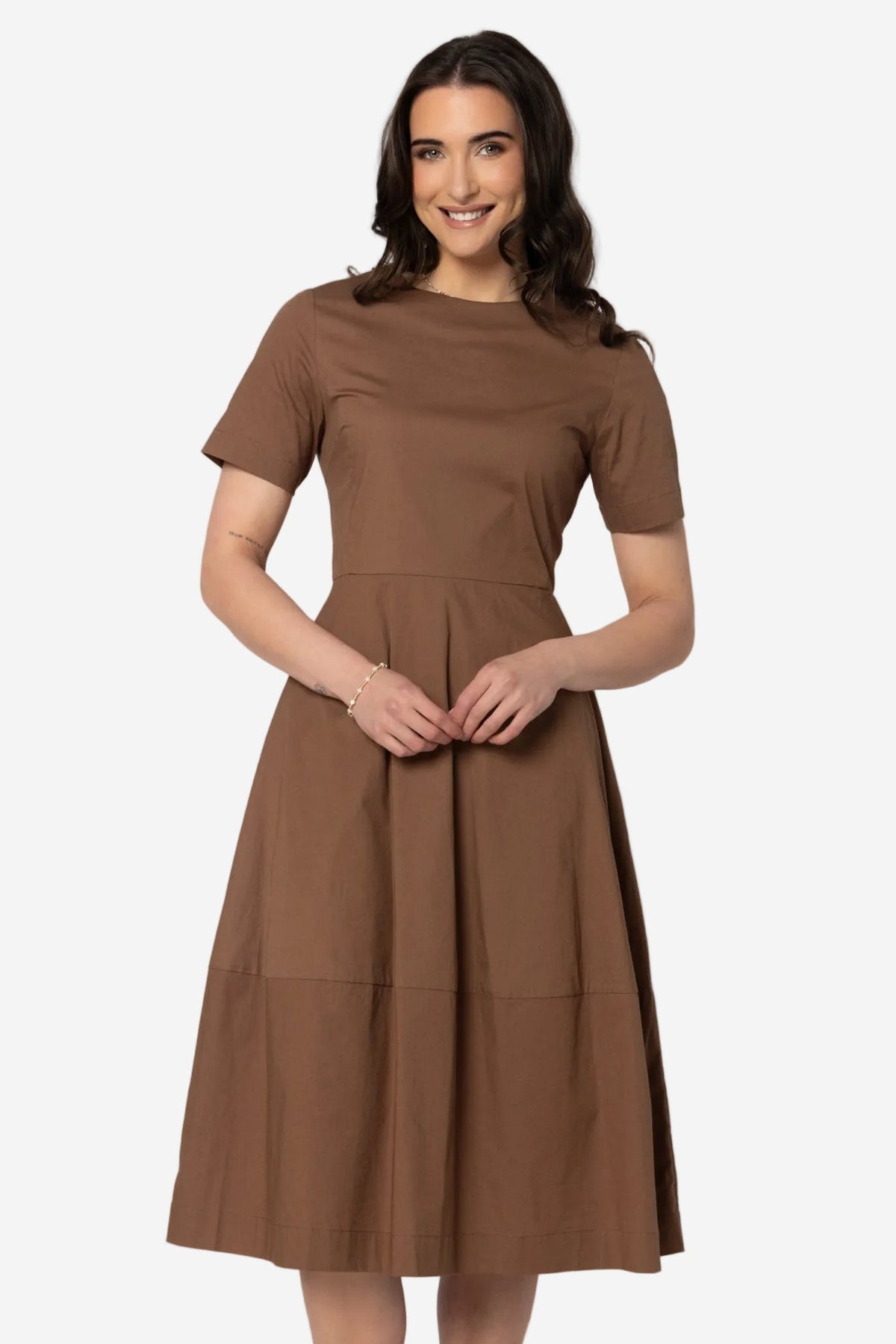 SEEKING LOLA VOGUE DRESS - TAN - THE VOGUE STORE
