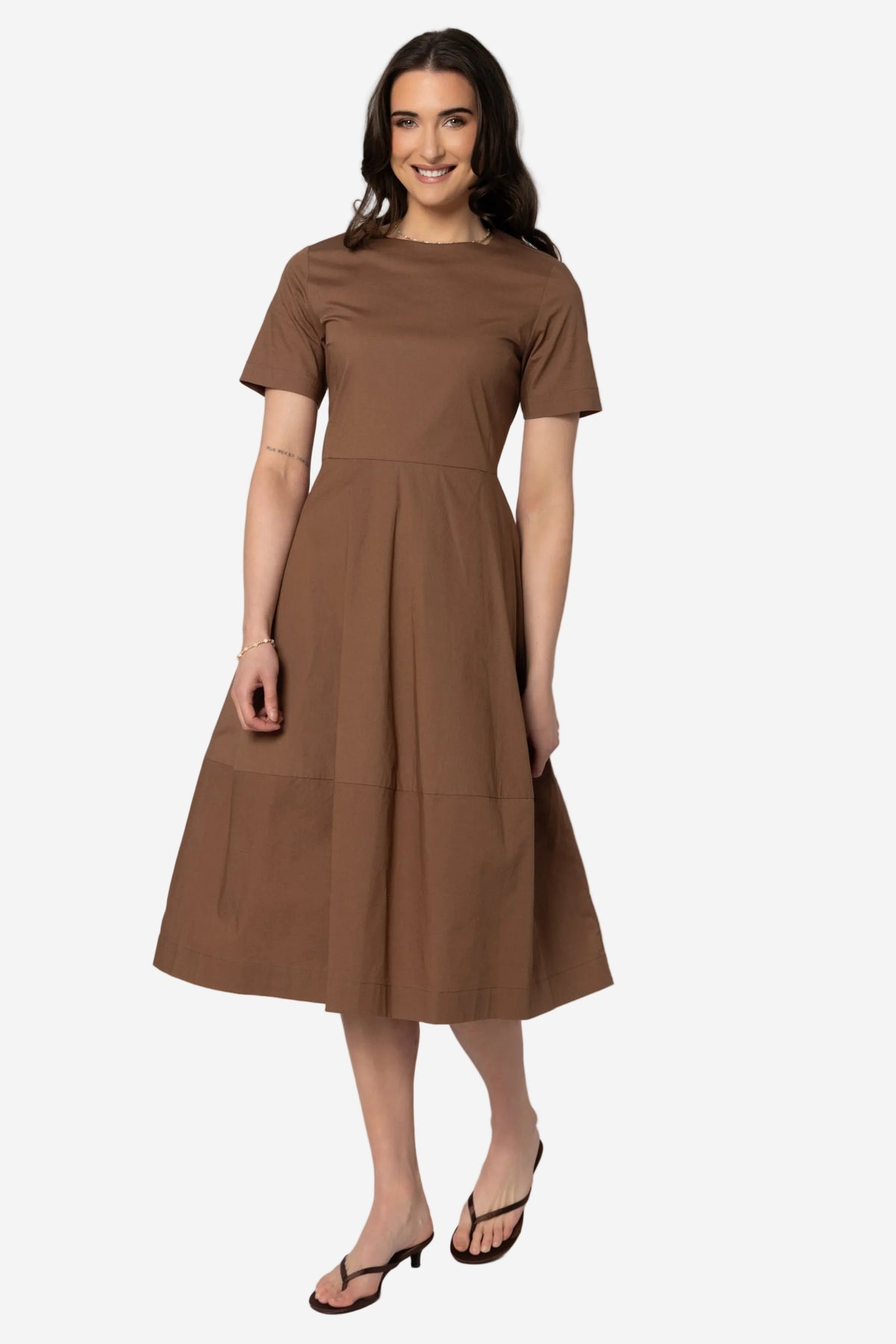 SEEKING LOLA VOGUE DRESS - TAN - THE VOGUE STORE