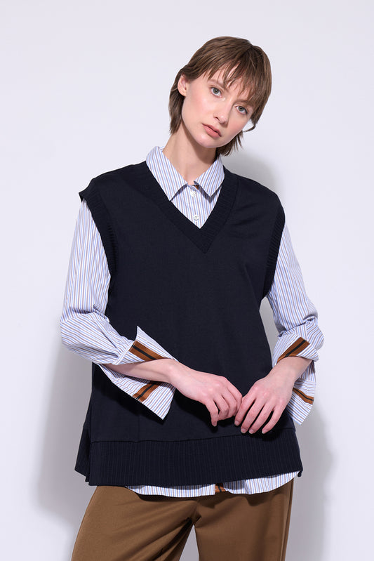 NERIS BACK STORY VEST - BLUE MOON - THE VOGUE STORE