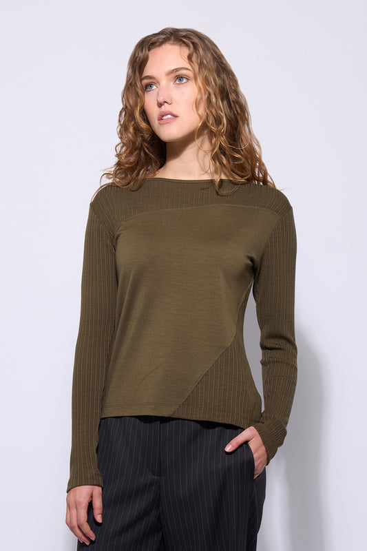 NERIS DIVINE ANGLES TOP - PESTO - THE VOGUE STORE
