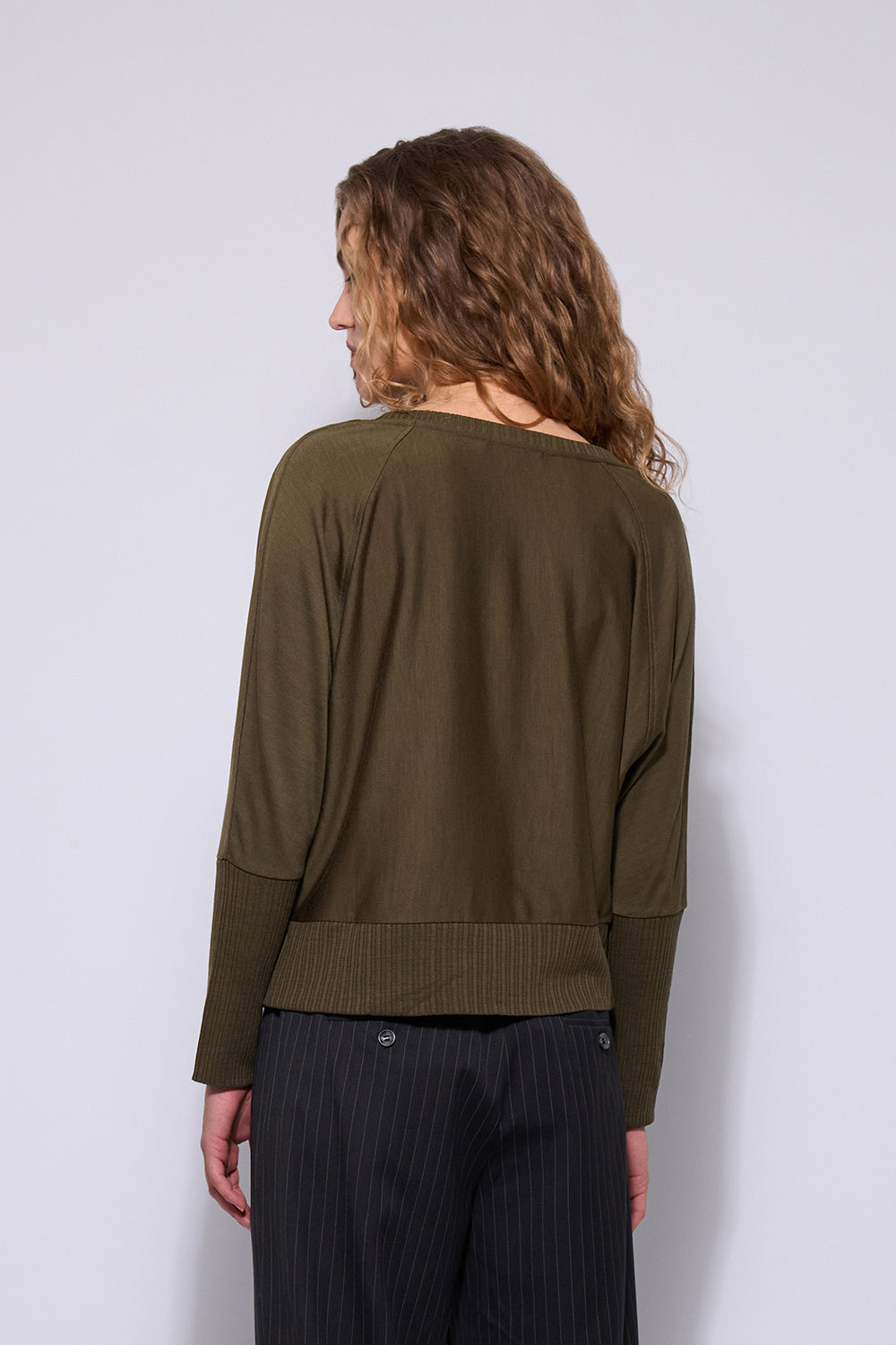 NERIS THE DOLMAN MERINO - PESTO - THE VOGUE STORE
