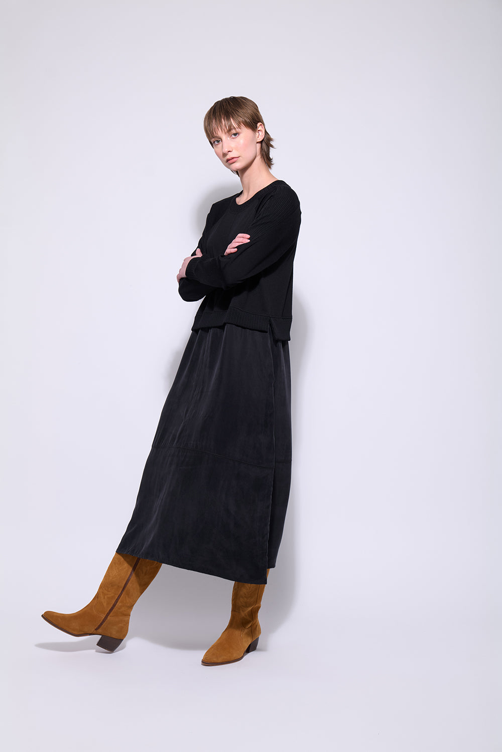 NERIS MIX IT UP DRESS - BLACK - THE VOGUE STORE