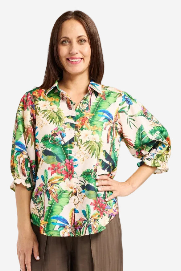 SEDUCE TESSA BLOUSE - JUNGLE - THE VOGUE STORE
