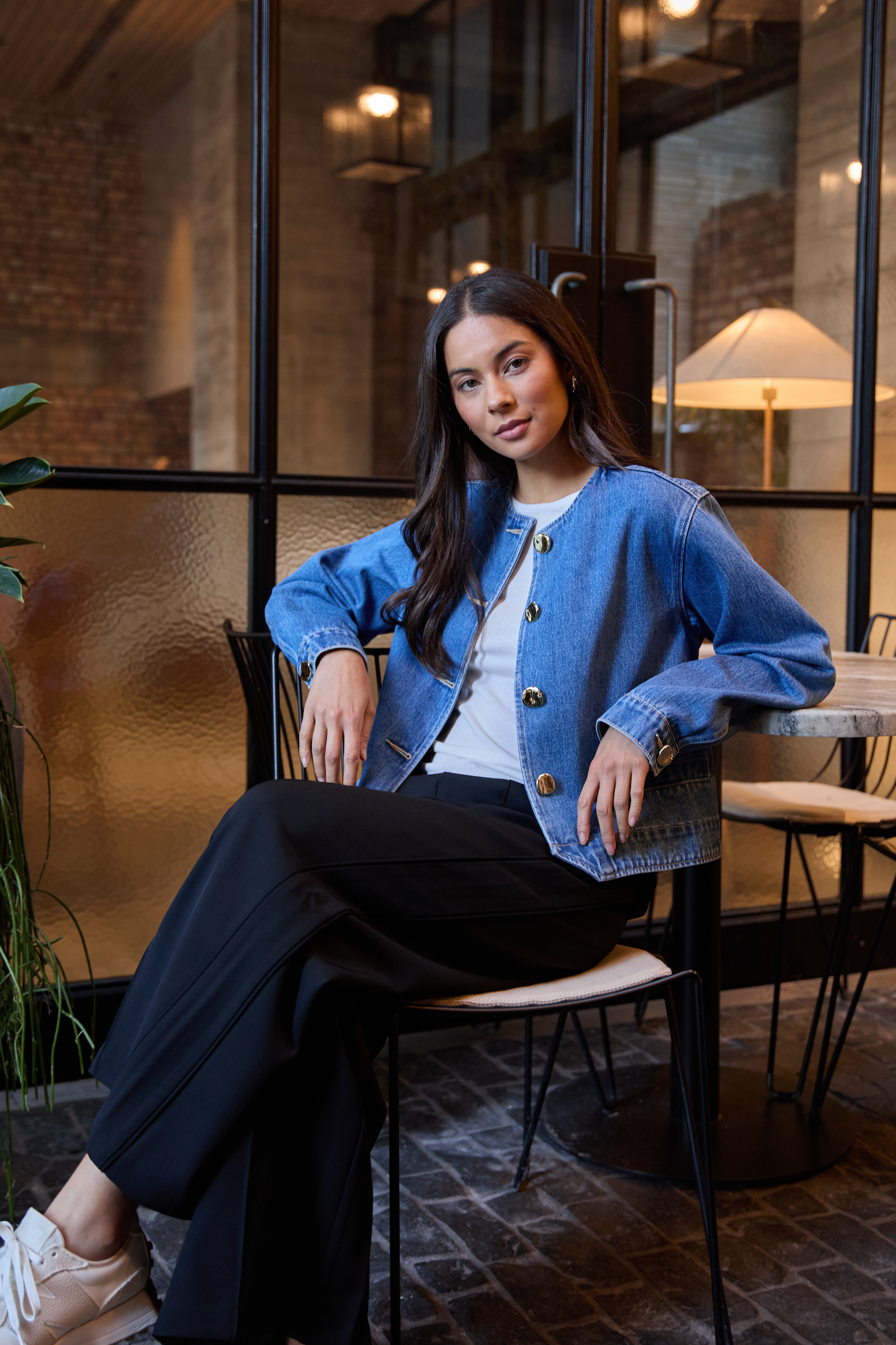 STELLA + GEMMA CLARA JACKET - MID BLUE - THE VOGUE STORE
