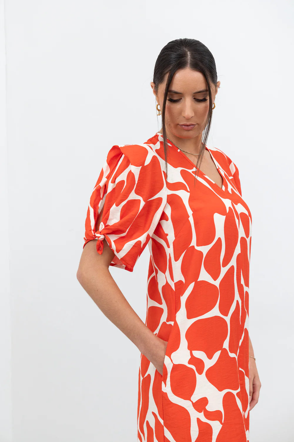 STYLE X LAB STOP MOTION DRESS - ORANGE PRINT - THE VOGUE STORE