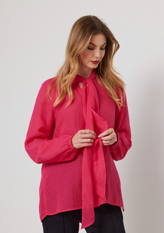 DUO MELINE TIE TOP - HOT PINK - THE VOGUE STORE