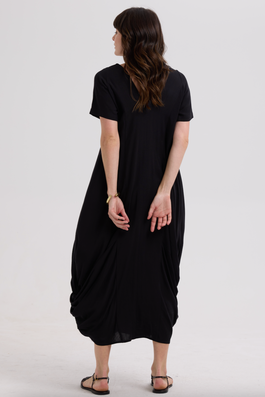 LD & CO DRAPE BOTTOM DRESS - BLACK - THE VOGUE STORE