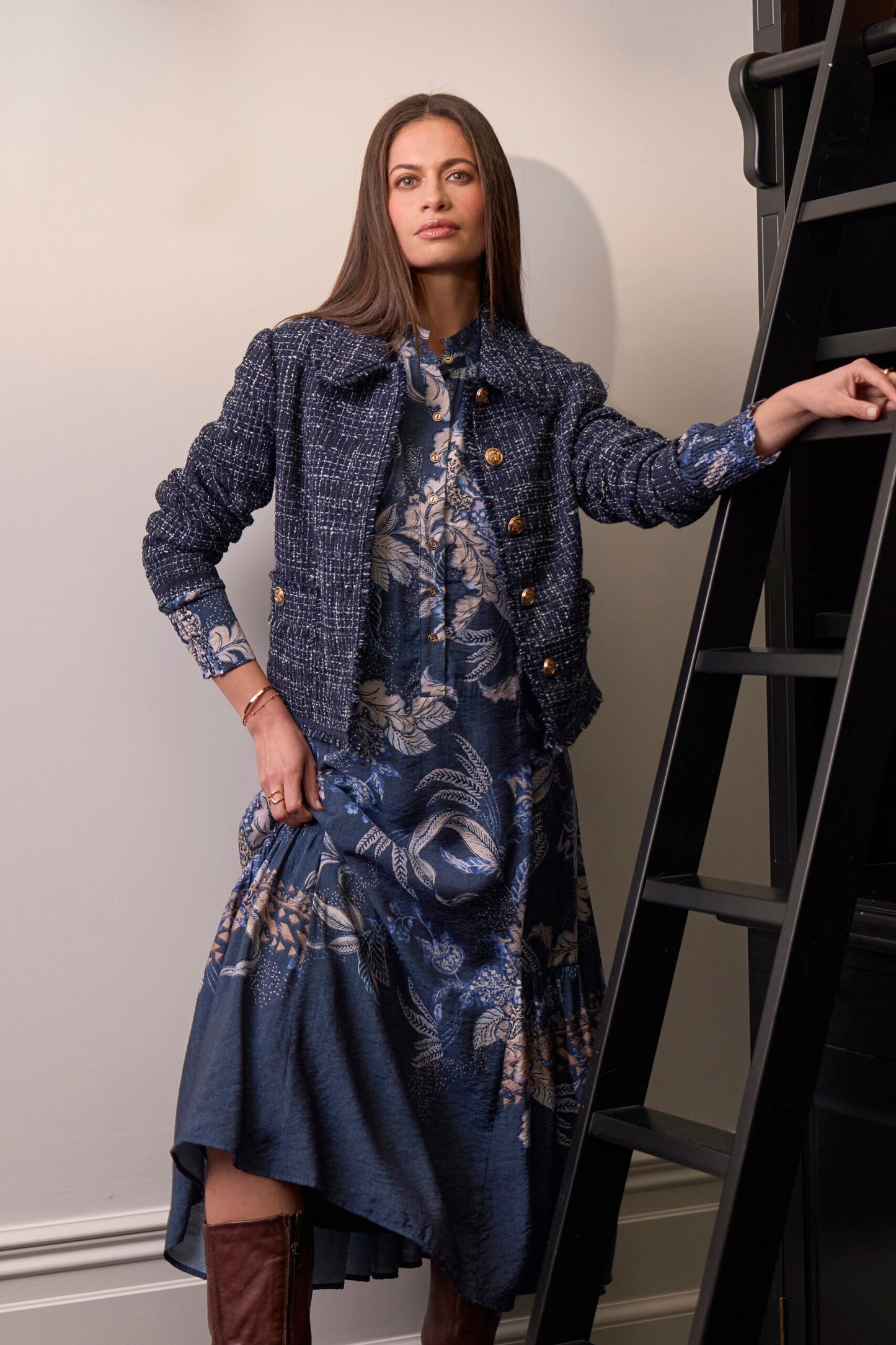 LOOBIES STORY INEZ JACKET - INDIGO MULTI - THE VOGUE STORE