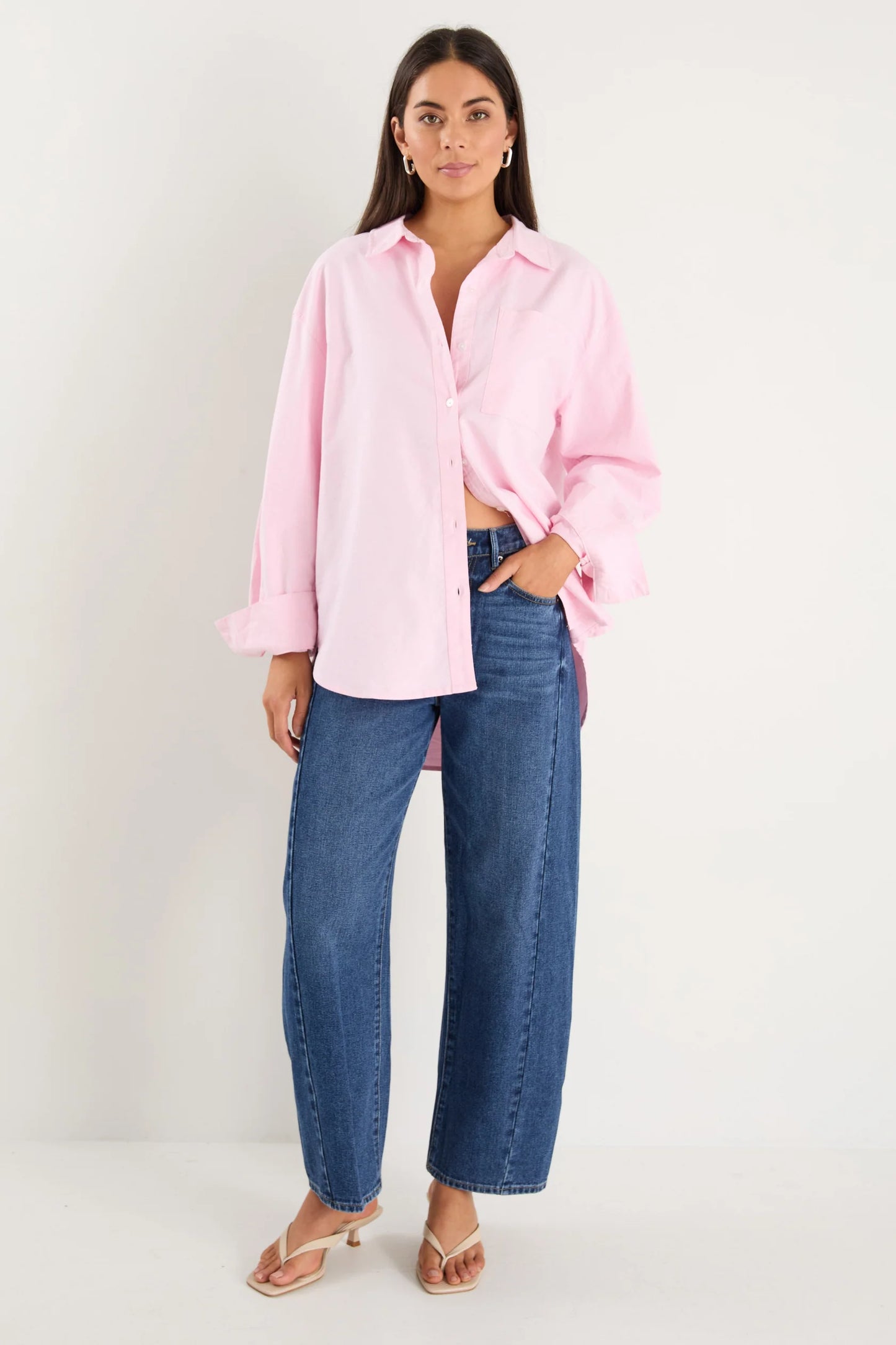 STORIES BE TOLD SIGNATURE PINK OXFORD BOYFRIEND SHIRT - THE VOGUE STORE