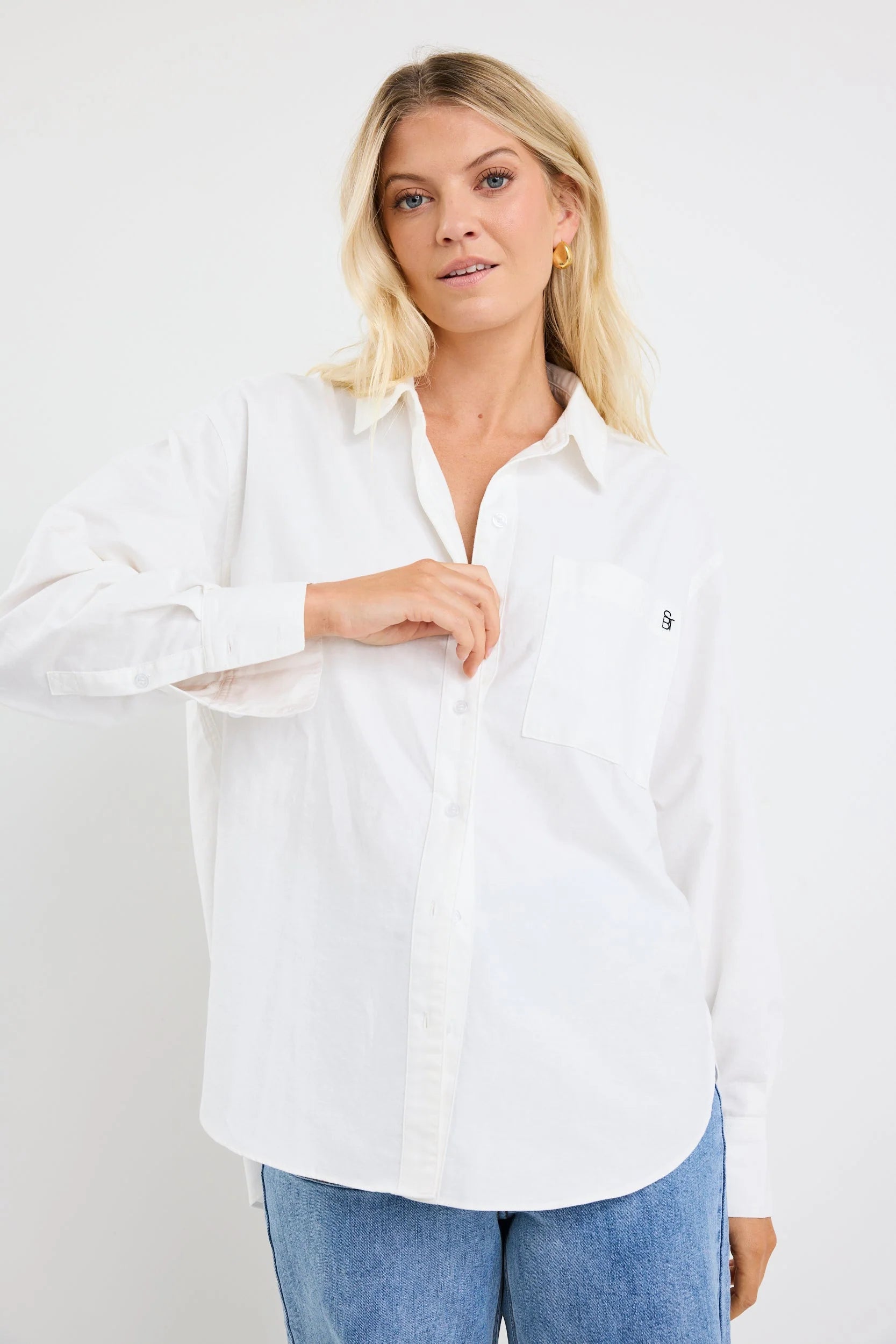 STORIES BE TOLD SIGNATURE IVORY OXFORD OVERSIZED SHIRT - THE VOGUE STORE