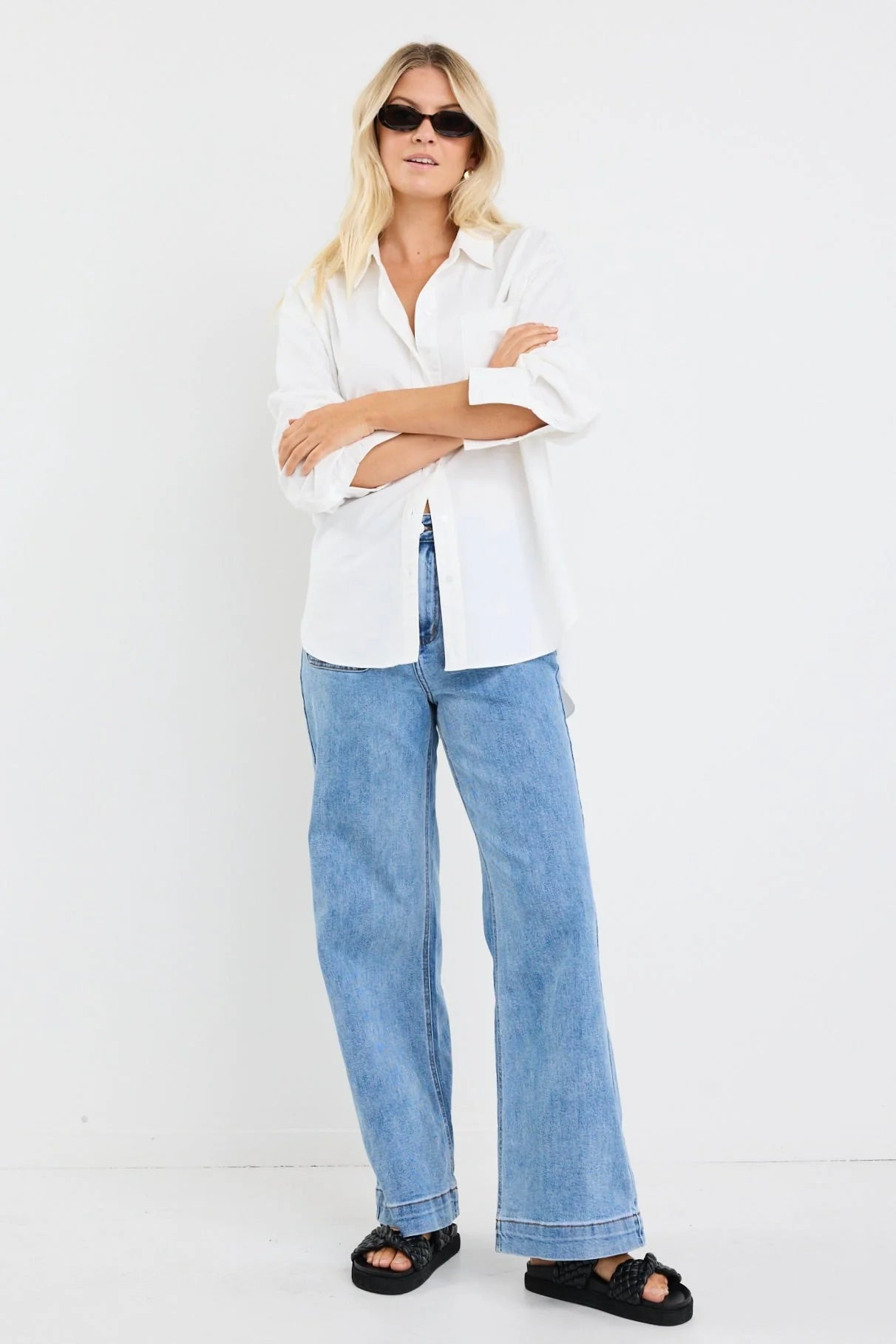 STORIES BE TOLD SIGNATURE IVORY OXFORD OVERSIZED SHIRT - THE VOGUE STORE