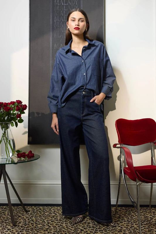 SILLS JODI CHAMBRAY SHIRT - DARK INDIGO - THE VOGUE STORE