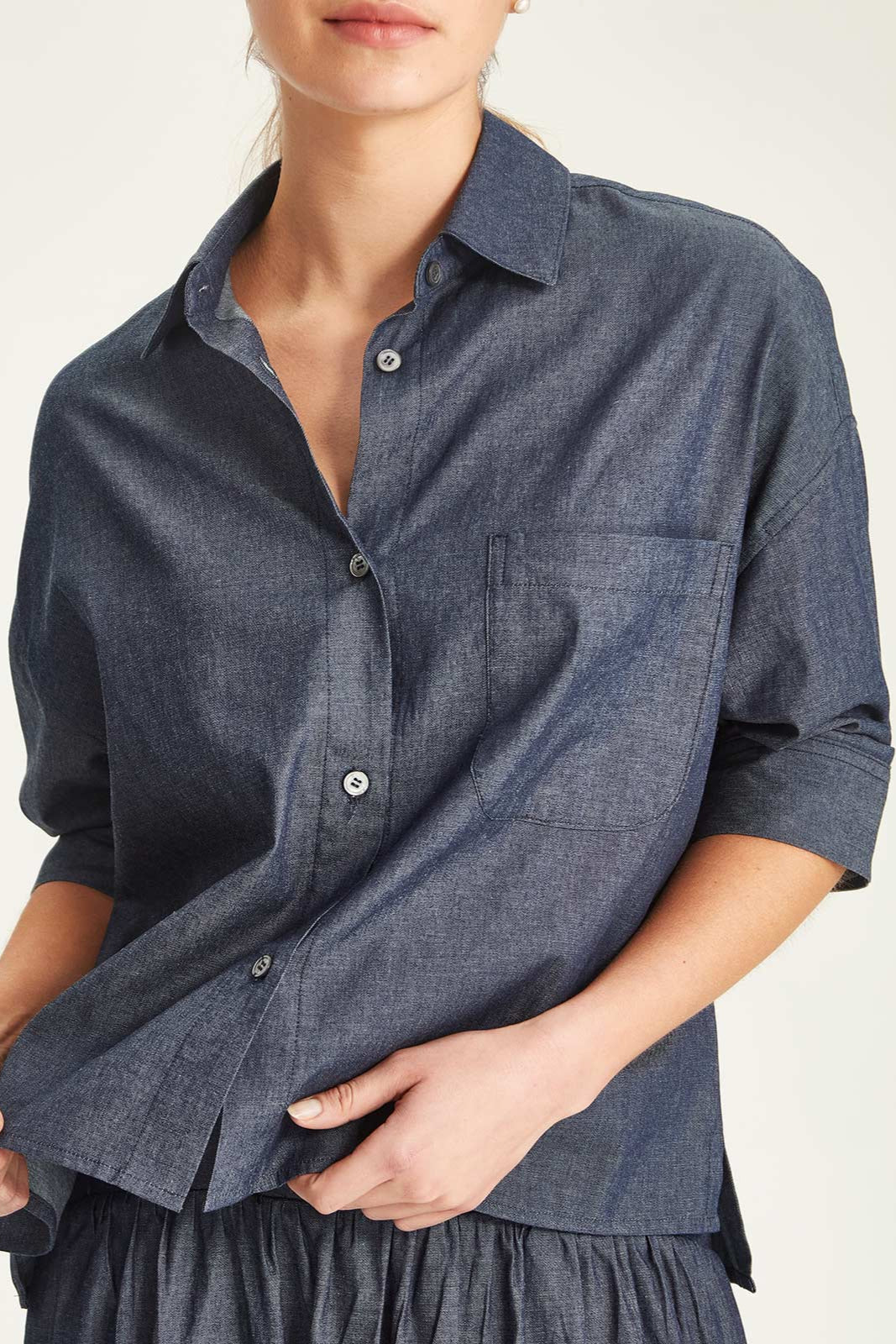 SILLS JODI CHAMBRAY SHIRT - DARK INDIGO - THE VOGUE STORE