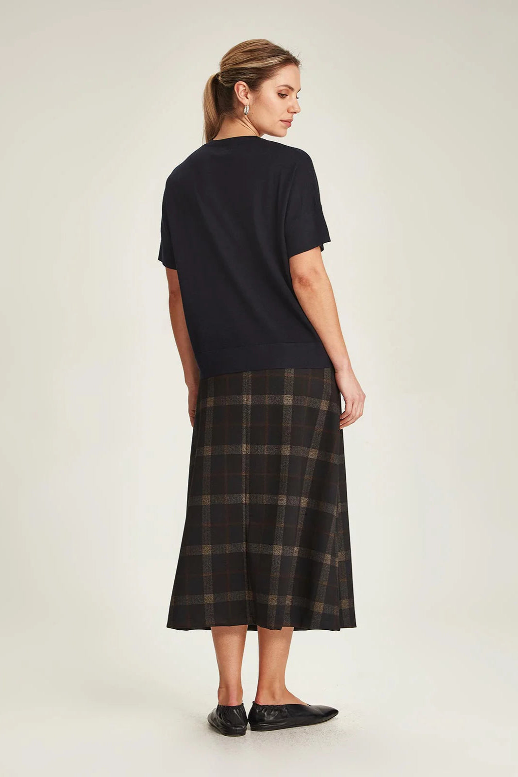 SILLS HELENA CHECK SKIRT - BLACK CHECK - THE VOGUE STORE