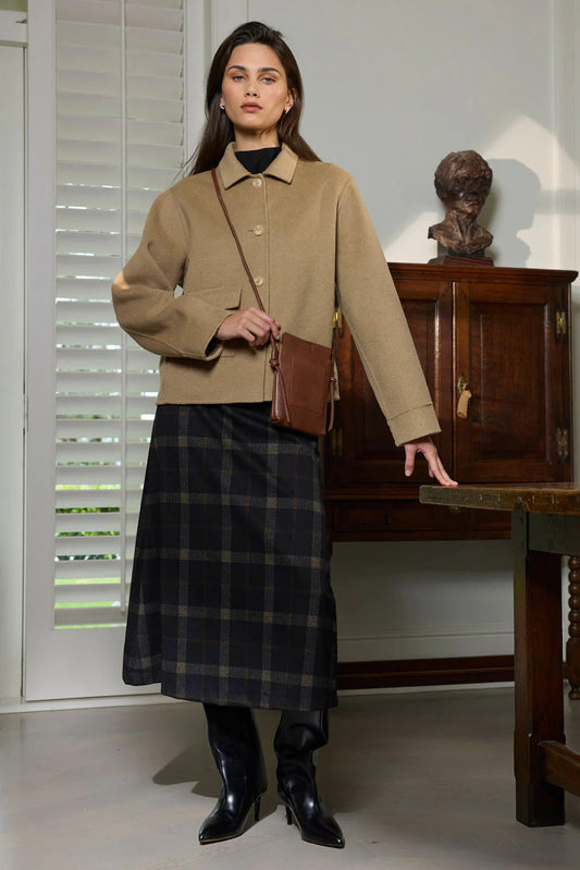 SILLS HELENA CHECK SKIRT - BLACK CHECK - THE VOGUE STORE