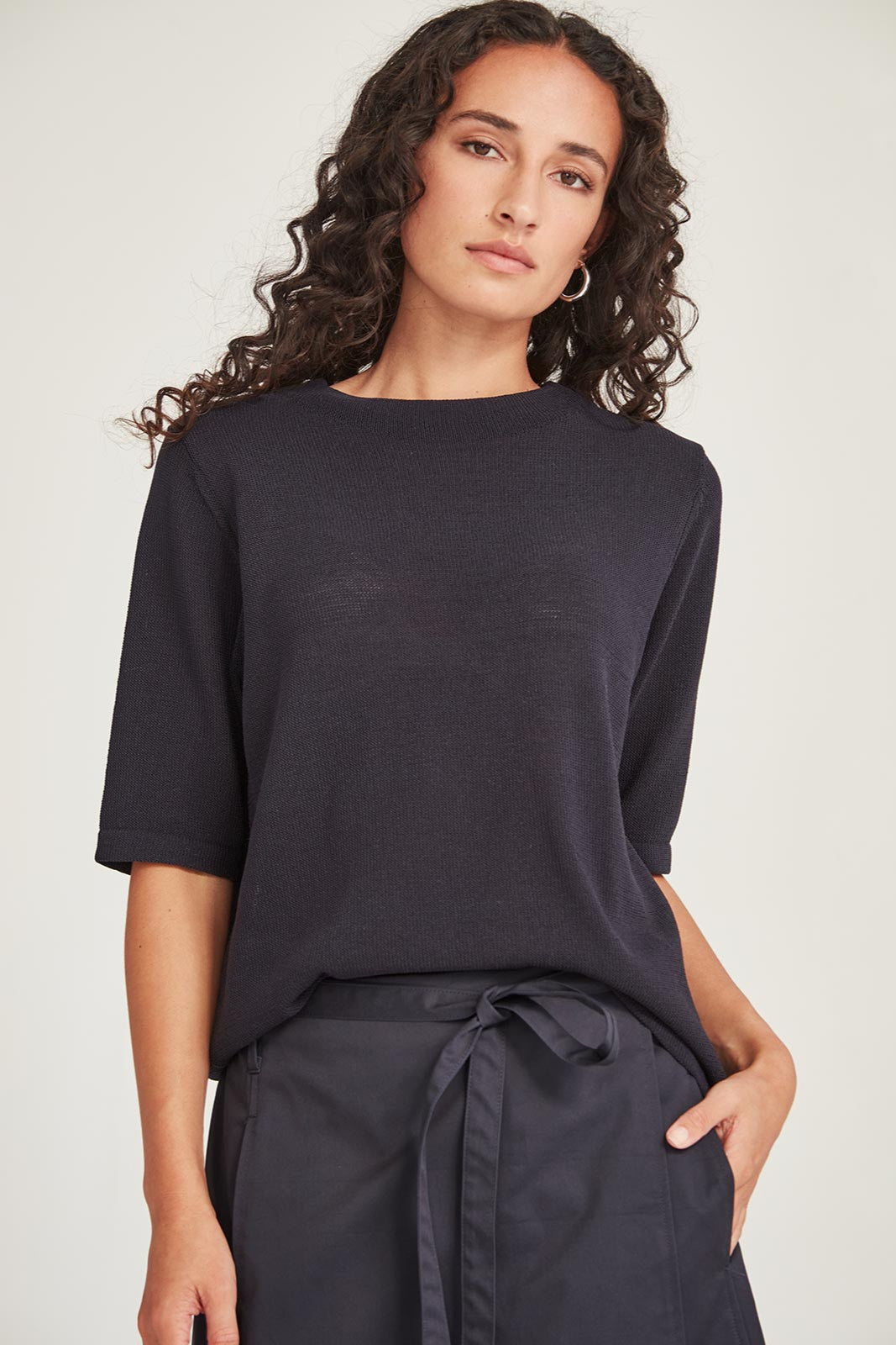 SILLS ECHO KNIT TEE - FRENCH NAVY - THE VOGUE STORE