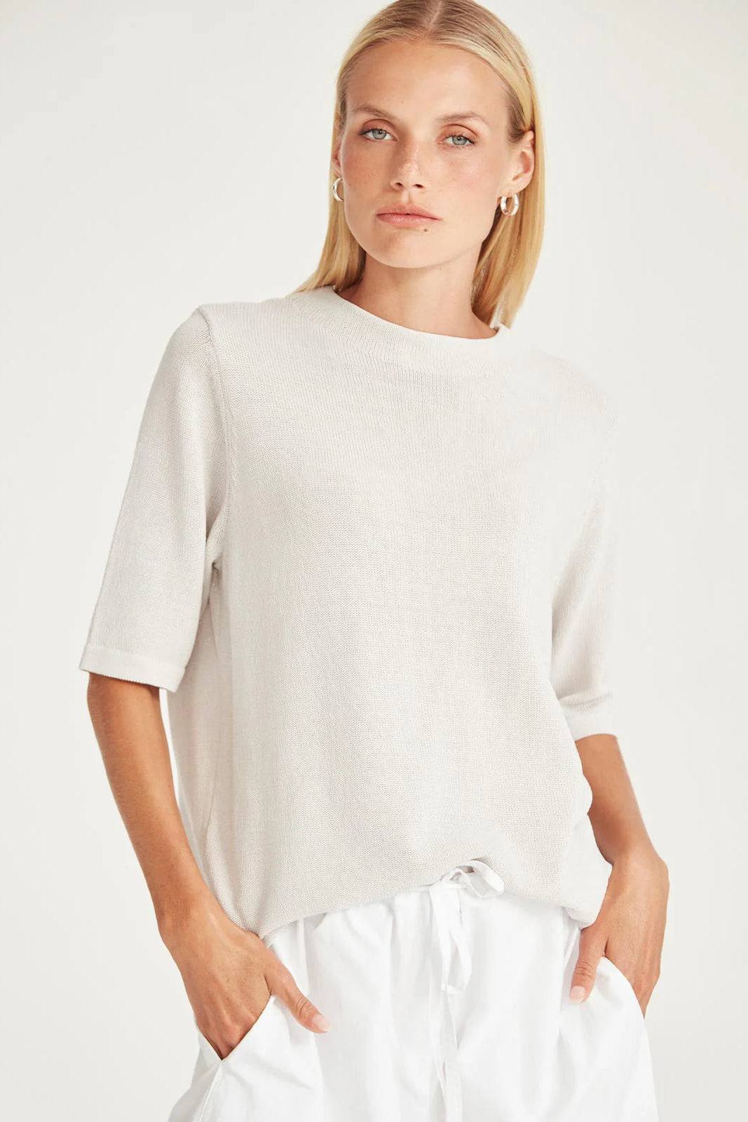 SILLS ECHO KNIT TEE- PUMICE - THE VOGUE STORE