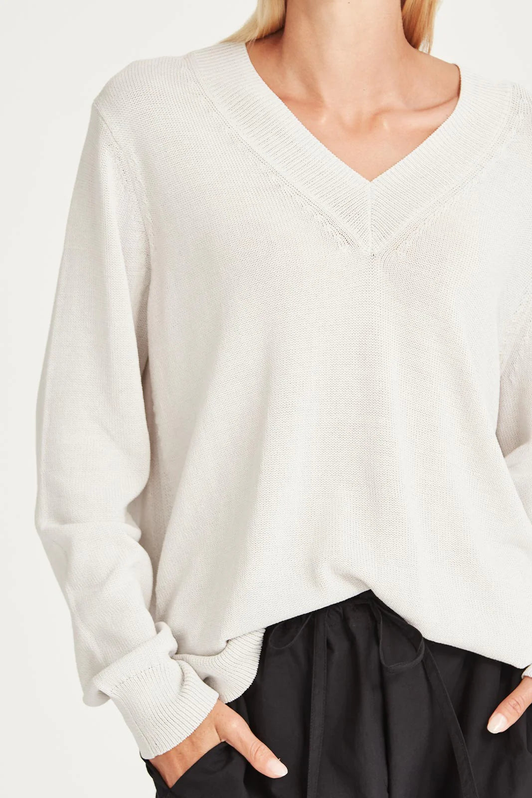 SILLS CARNIVAL V NECK SWEATER - PUMICE - THE VOGUE STORE