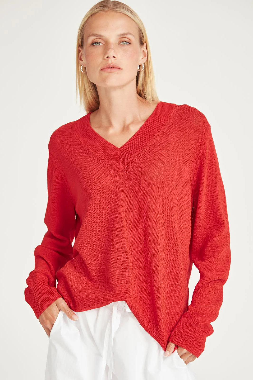 SILLS CARNIVAL V NECK SWEATER - SCARLETT - THE VOGUE STORE