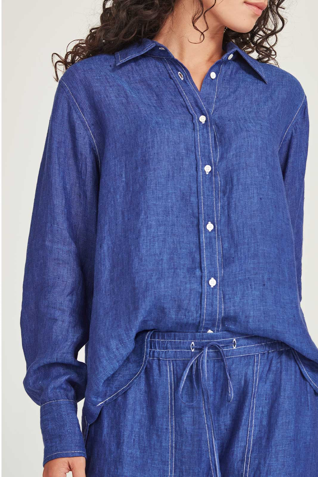 SILLS PRINCETON LINEN SHIRT - IRIS - THE VOGUE STORE