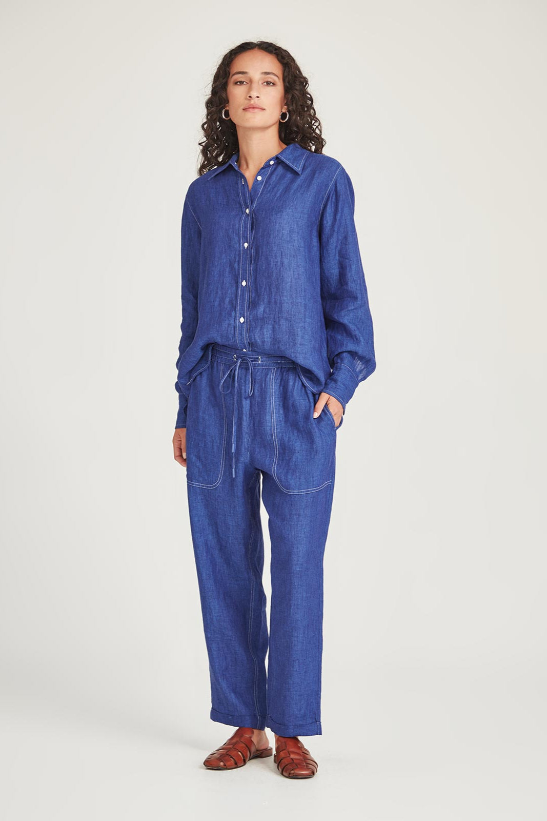 SILLS PRINCETON LINEN SHIRT - IRIS - THE VOGUE STORE