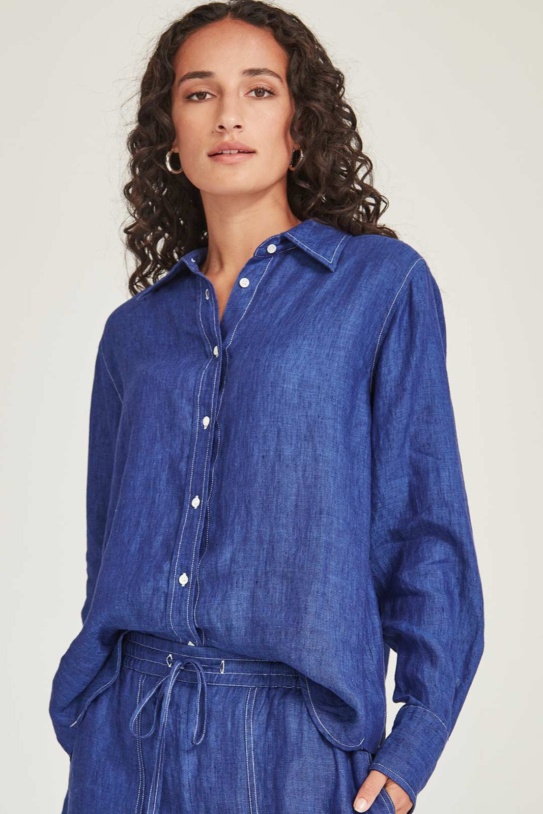 SILLS PRINCETON LINEN SHIRT - IRIS - THE VOGUE STORE