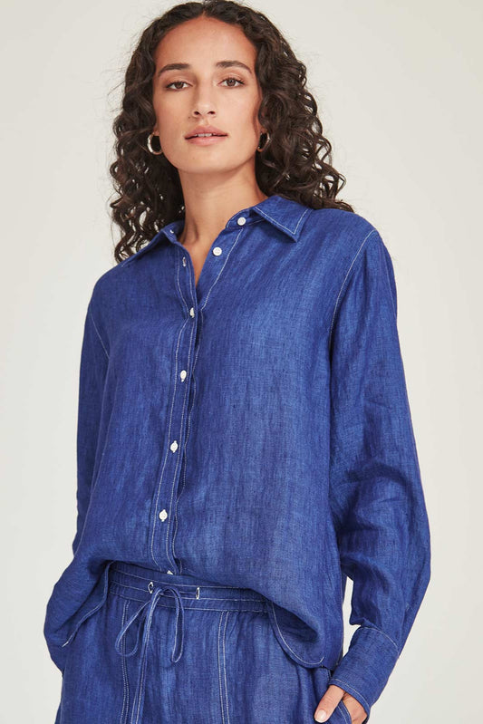 SILLS PRINCETON LINEN SHIRT - IRIS - THE VOGUE STORE