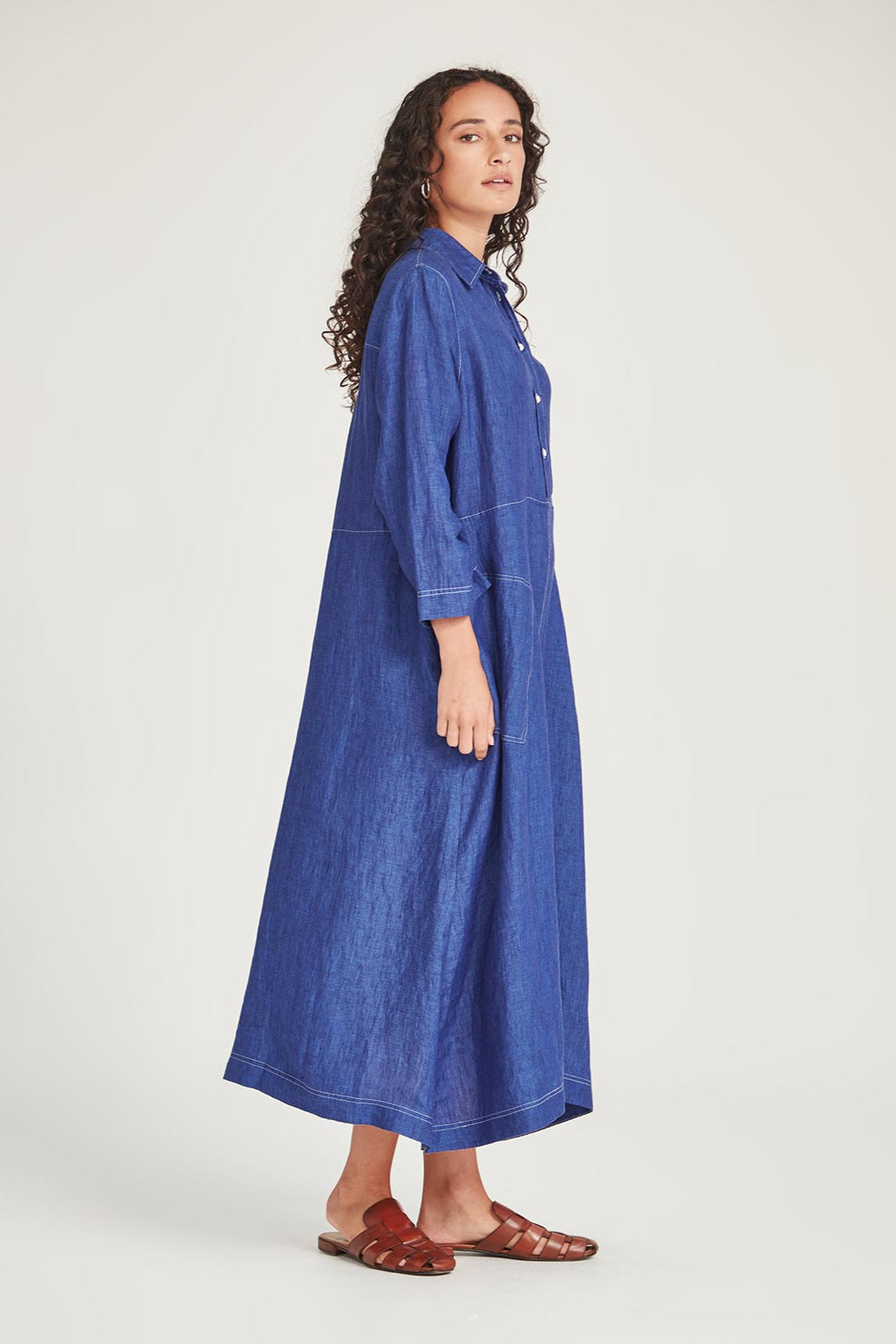 SILLS SOPHIA LINEN SHIRTDRESS - IRIS - THE VOGUE STORE
