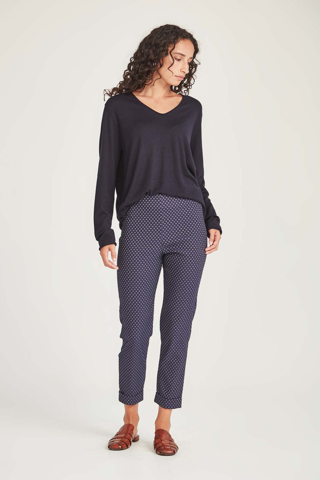 SILLS RENATA SPOT HEPBURN PANT - NAVY SPOT - THE VOGUE STORE