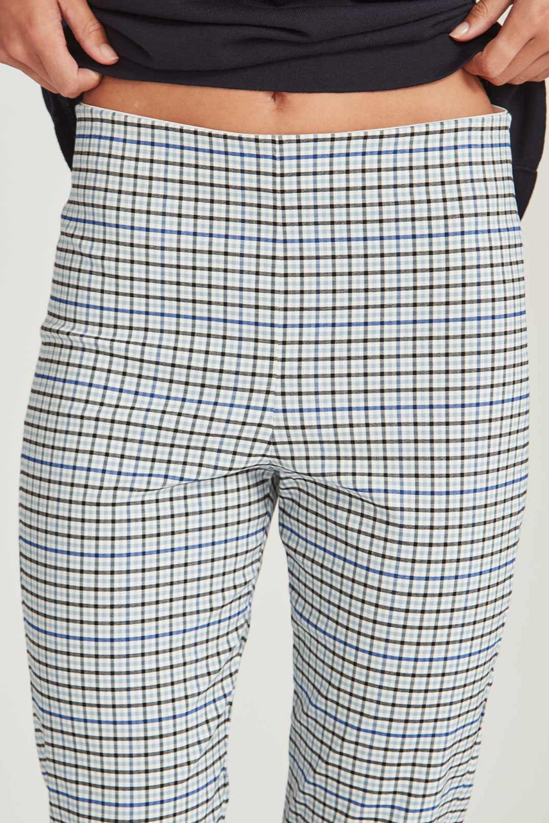 SILLS NAUTILUS CHECK HEPBURN PANT - BLUE CHECK - THE VOGUE STORE