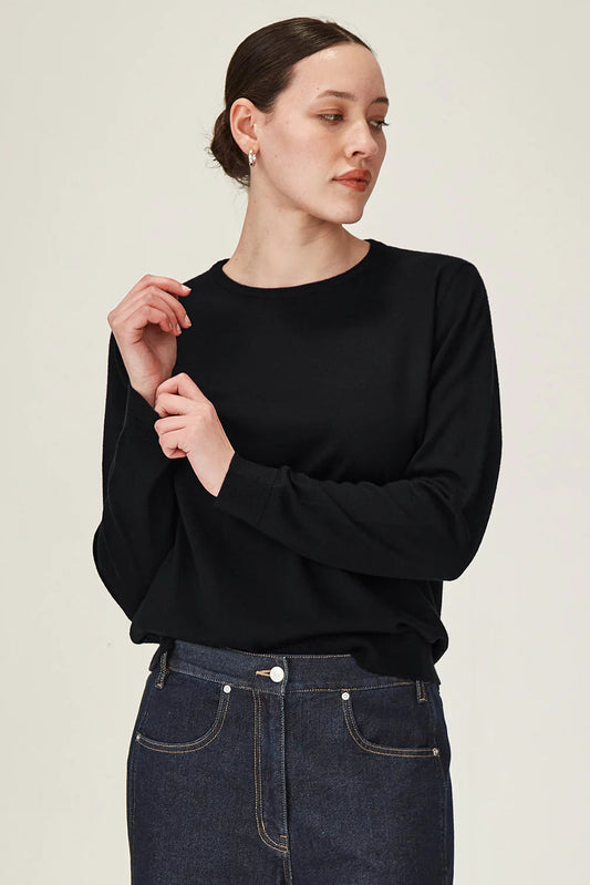 SILLS ISABEL MERINO SWEATER - BLACK - THE VOGUE STORE
