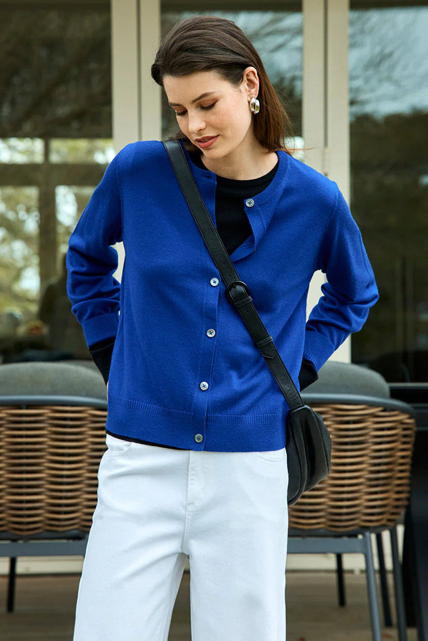 SILLS FELICITY MERINO CARDIGAN - COBALT - THE VOGUE STORE