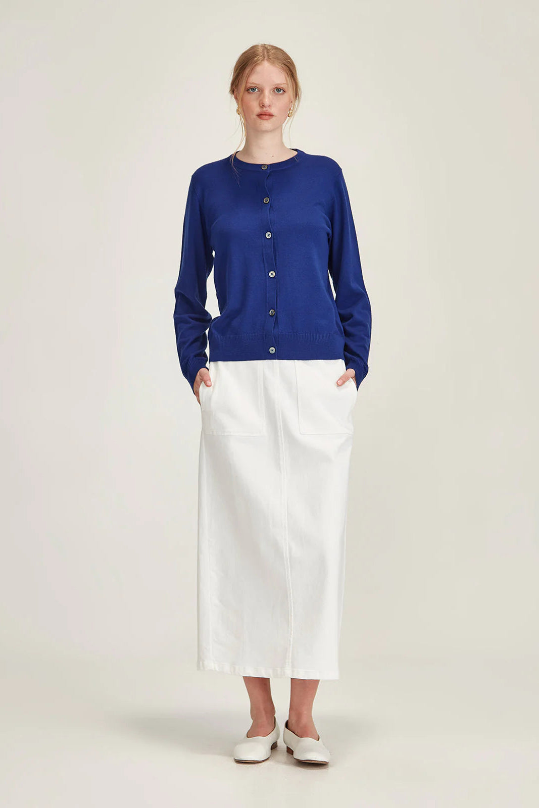 SILLS FELICITY MERINO CARDIGAN - COBALT - THE VOGUE STORE